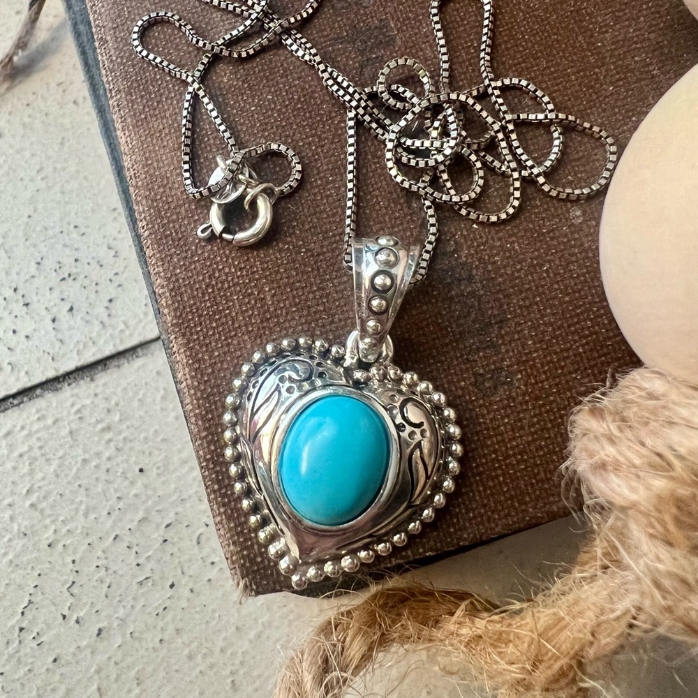 Brighton Sterling Silver Turquoise Heart Pendant Necklace
